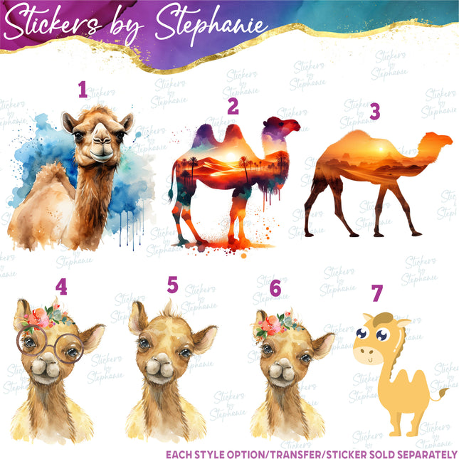 (s02A-085) Camel Graphic Iron-On Transfer or Sticker
