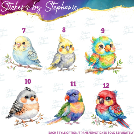 (s02A-008) Cute Birds Bird Illustrated Graphic Iron-On Transfer or Sticker