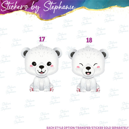 (s02A-099) Polar Bear Illustrated Graphic Iron-On Transfer or Sticker