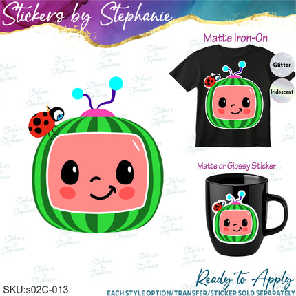 (s02C-013) Cocomelon Graphic Iron-On Transfer or Sticker
