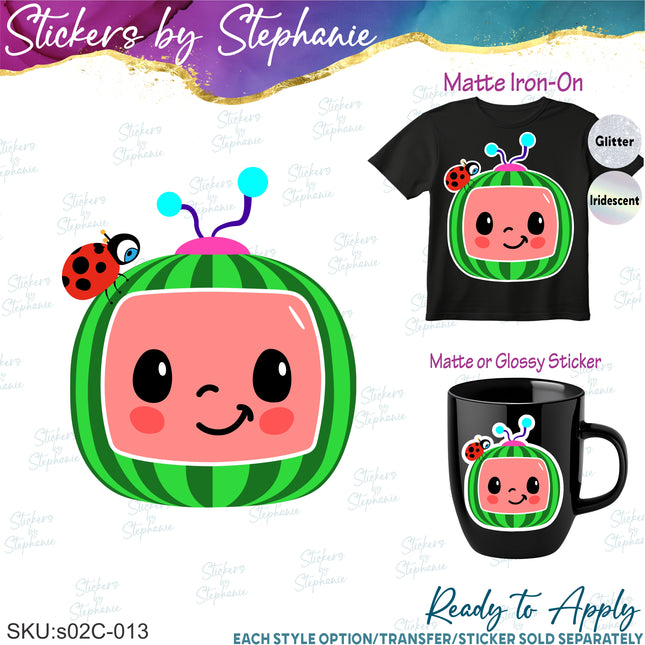 (s02C-013) Cocomelon Graphic Iron-On Transfer or Sticker