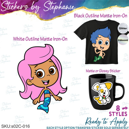 (s02C-016) Bubble Guppies Graphic Iron-On Transfer or Sticker