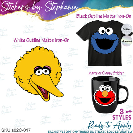 (s02C-017) Sesame Street Graphic Iron-On Transfer or Sticker