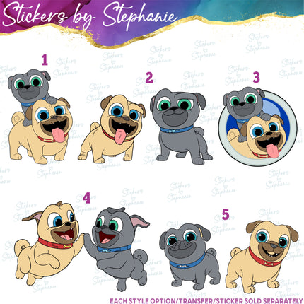 (s02C-019) Puppy Pals Graphic Iron-On Transfer or Sticker