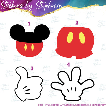 (s02C-002) Mickey Mouse Shorts Hand Graphic Iron-On Transfer or Sticker