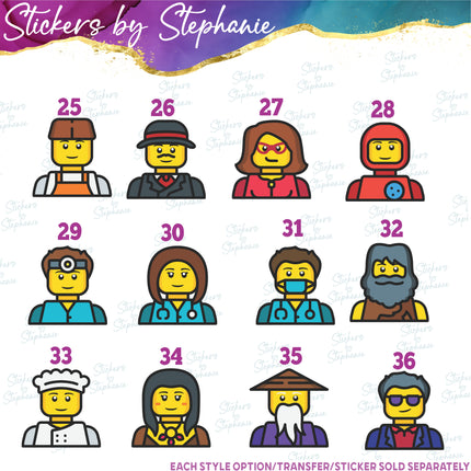 (s01C-021) Lego Character Minifig Head Graphic Iron-On Transfer or Sticker