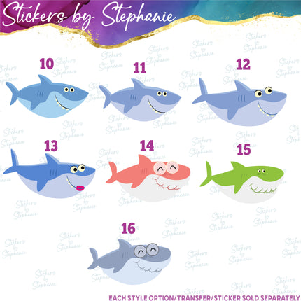 (s02C-022) Baby Shark Graphic Iron-On Transfer or Sticker