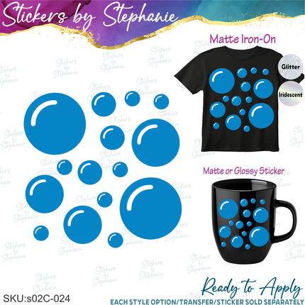 (s02C-024) Bubbles Graphic Iron-On Transfer or Sticker
