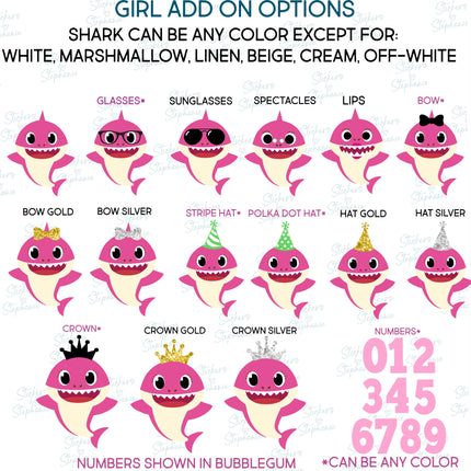 (s02C-031) Baby Shark Family 3 Sharks Graphic Iron-On Transfer or Sticker