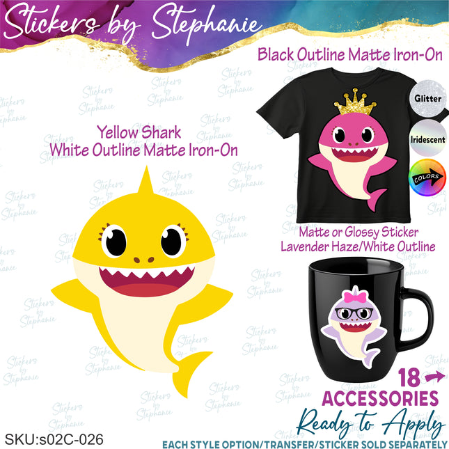 (s02C-026) Girl Baby Shark Graphic Iron-On Transfer or Sticker