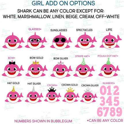 (s02C-028) Girl Baby Shark Graphic Iron-On Transfer or Sticker
