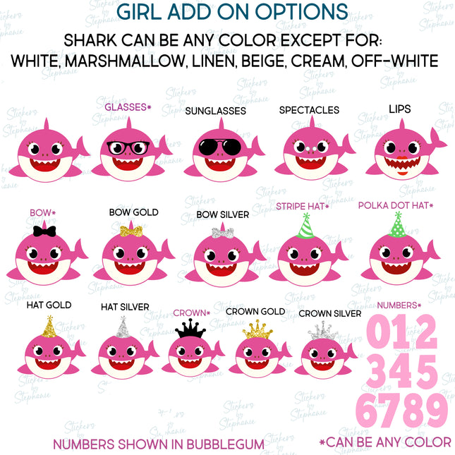 (s02C-028) Girl Baby Shark Graphic Iron-On Transfer or Sticker