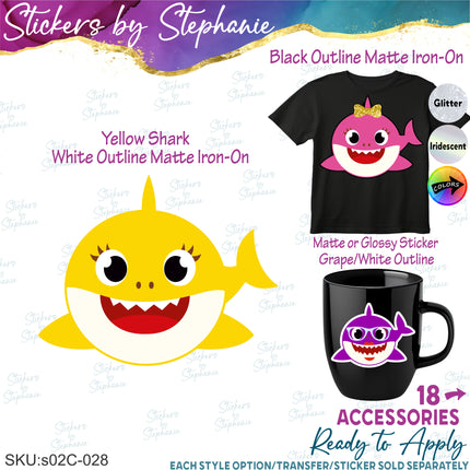 (s02C-028) Girl Baby Shark Graphic Iron-On Transfer or Sticker
