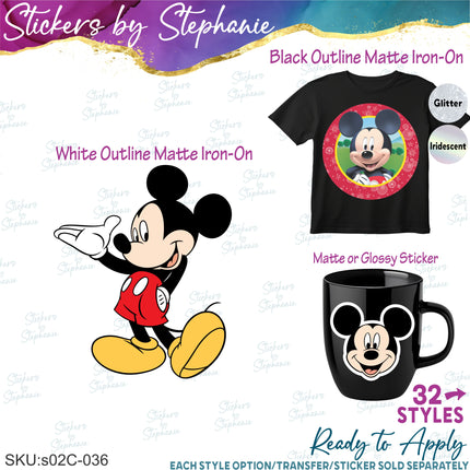(s02C-036) Mickey Mouse Graphic Iron-On Transfer or Sticker