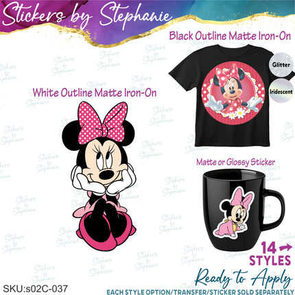 (s02C-037) Minnie Mouse Graphic Iron-On Transfer or Sticker