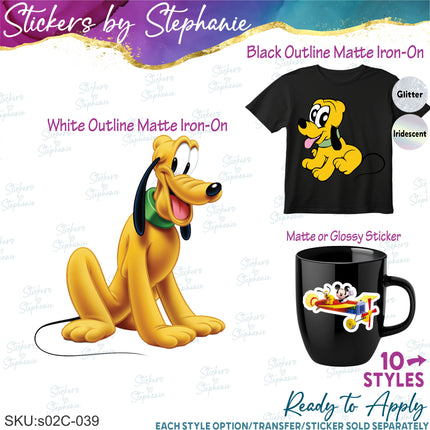 (s02C-039) Pluto & Mickey Graphic Iron-On Transfer or Sticker