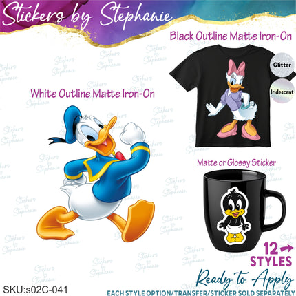 (s02C-041) Donald Daisy Duck Graphic Iron-On Transfer or Sticker