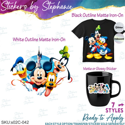 (s02C-042) Mickey & Pals Graphic Iron-On Transfer or Sticker