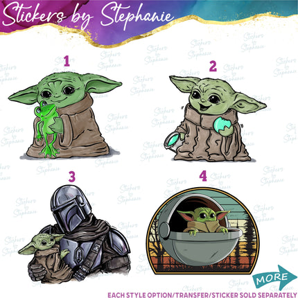 (s02C-044) Mandalorian & Grogu Graphic Iron-On Transfer or Sticker