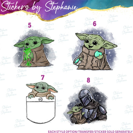 (s02C-044) Mandalorian & Grogu Graphic Iron-On Transfer or Sticker