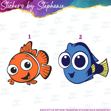 (s02C-045) Nemo Dory Graphic Iron-On Transfer or Sticker