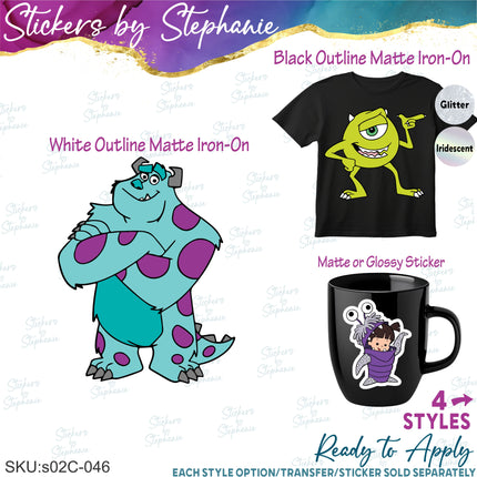 (s02C-046) Mike Sully Boo Graphic Iron-On Transfer or Sticker