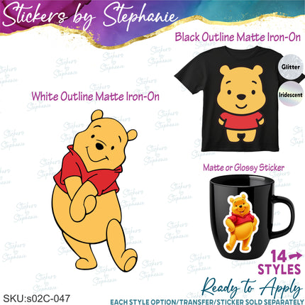 (s02C-047) Winnie the Pooh Graphic Iron-On Transfer or Sticker