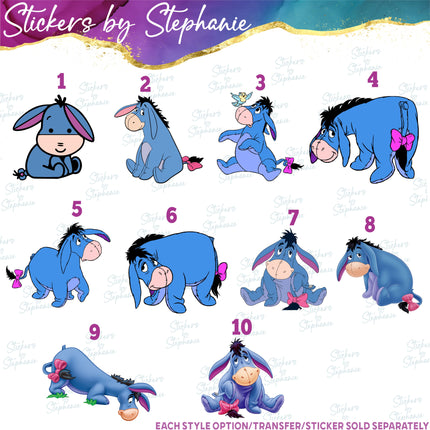 (s02C-049) Eeyore Graphic Iron-On Transfer or Sticker