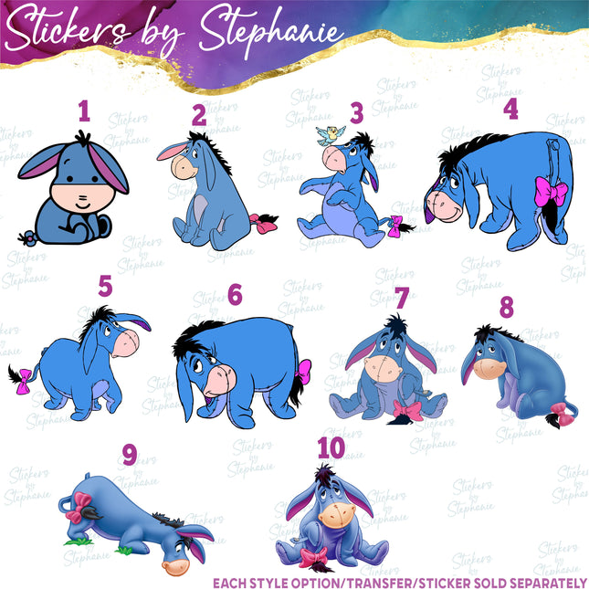 (s02C-049) Eeyore Graphic Iron-On Transfer or Sticker