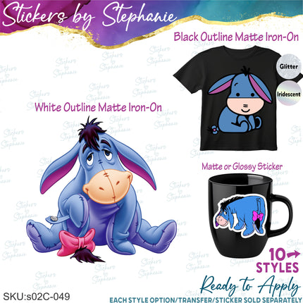 (s02C-049) Eeyore Graphic Iron-On Transfer or Sticker