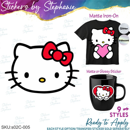 (s02C-005) Hello Kitty Graphic Iron-On Transfer or Sticker