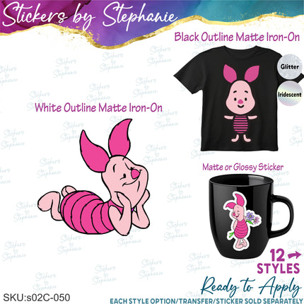 (s02C-050) Piglet Graphic Iron-On Transfer or Sticker