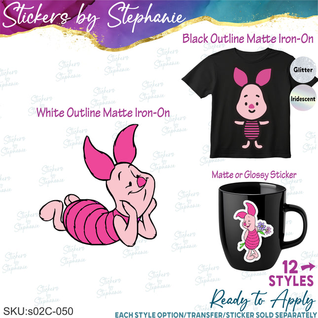 (s02C-050) Piglet Graphic Iron-On Transfer or Sticker