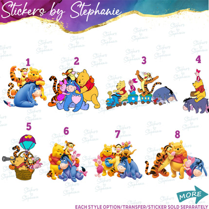 (s02C-051) Pooh & Friends Graphic Iron-On Transfer or Sticker