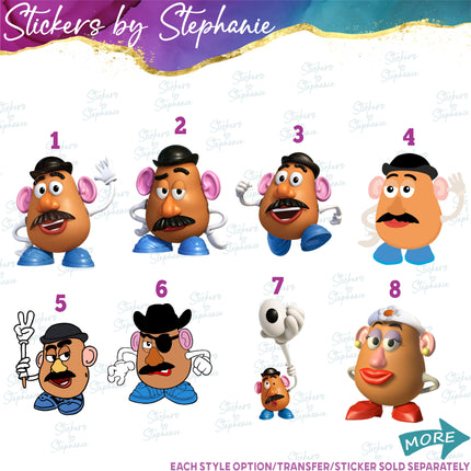 (s02C-056) Mr Mrs Potato Head Aliens Graphic Iron-On Transfer or Sticker