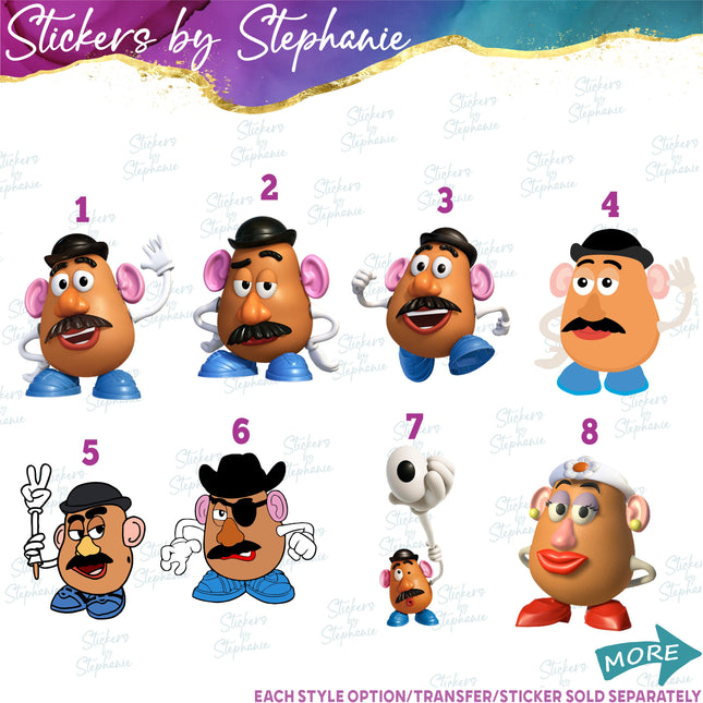 (s02C-056) Mr Mrs Potato Head Aliens Graphic Iron-On Transfer or Sticker