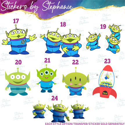 (s02C-056) Mr Mrs Potato Head Aliens Graphic Iron-On Transfer or Sticker