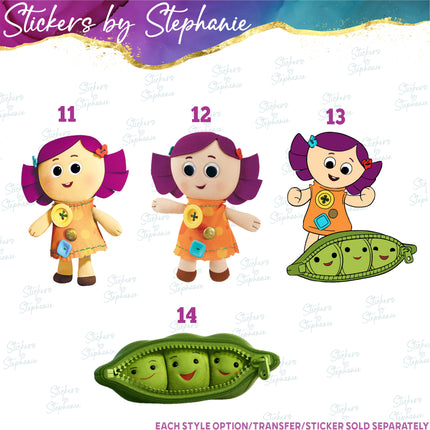 (s02C-058) Bo Peep Dollie Peas in a Pod Graphic Iron-On Transfer or Sticker