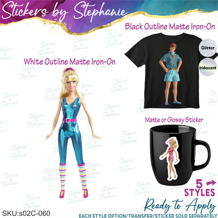 (s02C-060) Barbie Ken Graphic Iron-On Transfer or Sticker