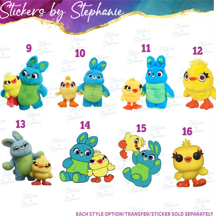 (s02C-061) Lotso Stinky Pete Bunny Duck Plushie Graphic Iron-On Transfer or Sticker