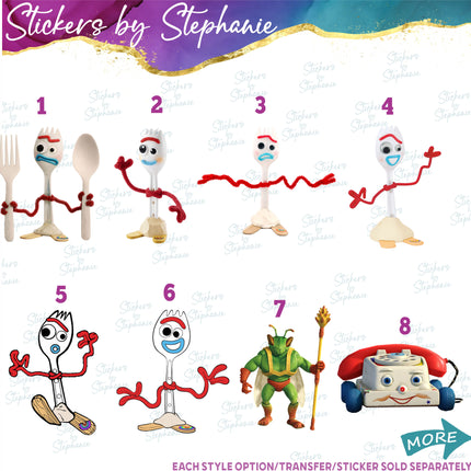 (s02C-062) Forky & Other Toy Story 3 & 4 Characters Graphic Iron-On Transfer or Sticker