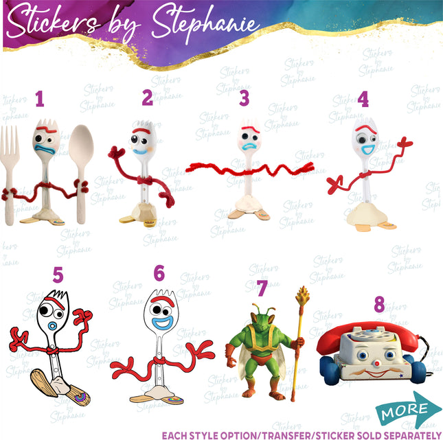 (s02C-062) Forky & Other Toy Story 3 & 4 Characters Graphic Iron-On Transfer or Sticker