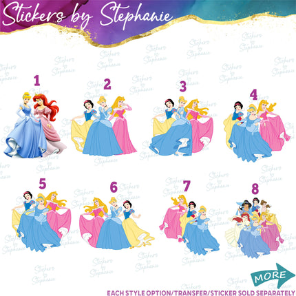 (s02C-065) Disney Princesses Graphic Iron-On Transfer or Sticker