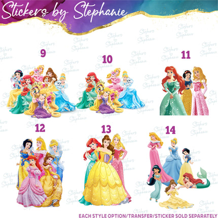 (s02C-065) Disney Princesses Graphic Iron-On Transfer or Sticker