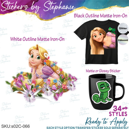 (s02C-066) Rapunzel Tangled Graphic Iron-On Transfer or Sticker