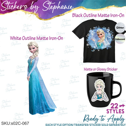 (s02C-067) Elsa Frozen Graphic Iron-On Transfer or Sticker
