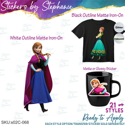 (s02C-068) Anna Frozen Graphic Iron-On Transfer or Sticker