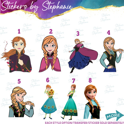 (s02C-068) Anna Frozen Graphic Iron-On Transfer or Sticker