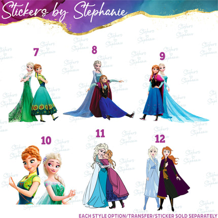 (s02C-069) Elsa and Anna Frozen Graphic Iron-On Transfer or Sticker