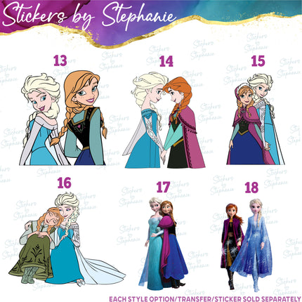 (s02C-069) Elsa and Anna Frozen Graphic Iron-On Transfer or Sticker